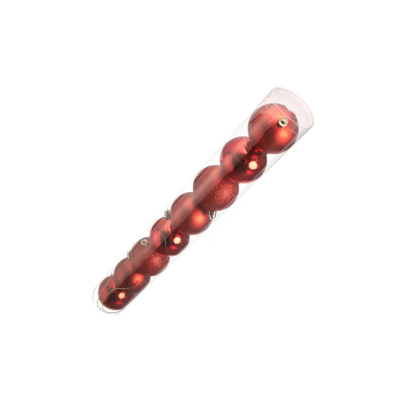 Crvene plastične dekorativne kuglice, 6.5 cm, set 8/1