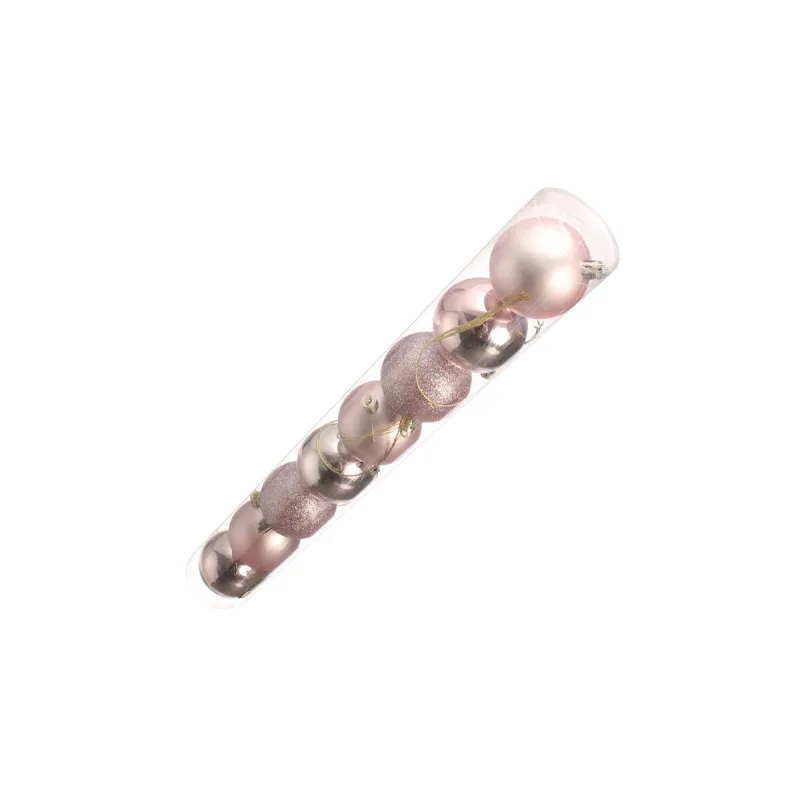Pink plastične dekorativne kuglice, 6.5 cm, set 8/1