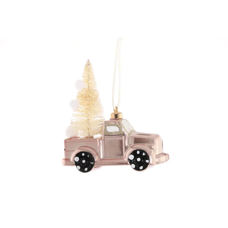 Pink plastični automobil, viseći ukras