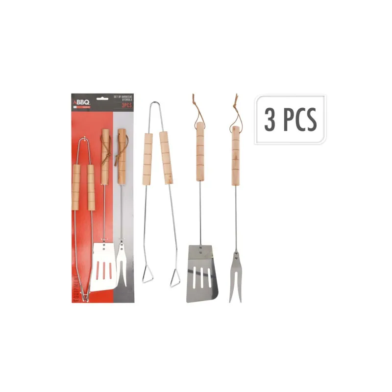 Set za roštilj 3 kom (špatula, štipaljka, viljuška)