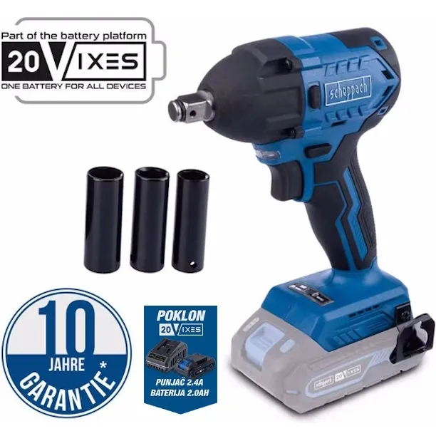 Akumulatorski udarni odvijač 370Nm 1/2” Brushless Solo IXES BC-IW350-X + set punjač 2.4A i baterija 2.0Ah Scheppach