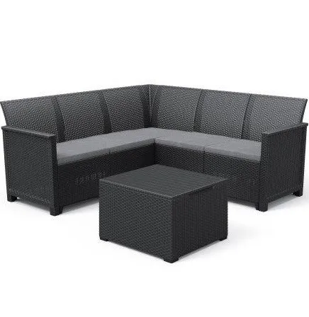 Baštenski set ugaoni elodie 5 seater sa box stolom - grafit KETER