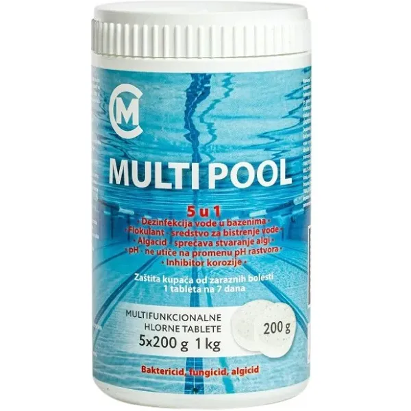 Hlorne tablete za bazene MULTI-POOL 1kg (200g tableta)