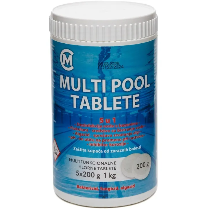 Hlorne tablete za bazene MULTIPOOL 1kg (200g tableta)
