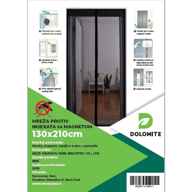 Komarnik za vrata sa magnetom 1.3x2.1m DOLOMITE
