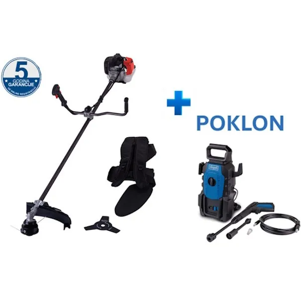 Motorni trimer za travu 1.9KS BMST52-PRO + perač pod visokim pritiskom 110bar HPC1400 Scheppach