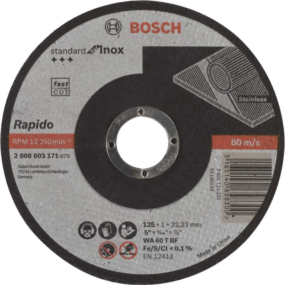 Rezna ploča za inox Standard Rapido WA60 T BF 125x1.0mm BOSCH
