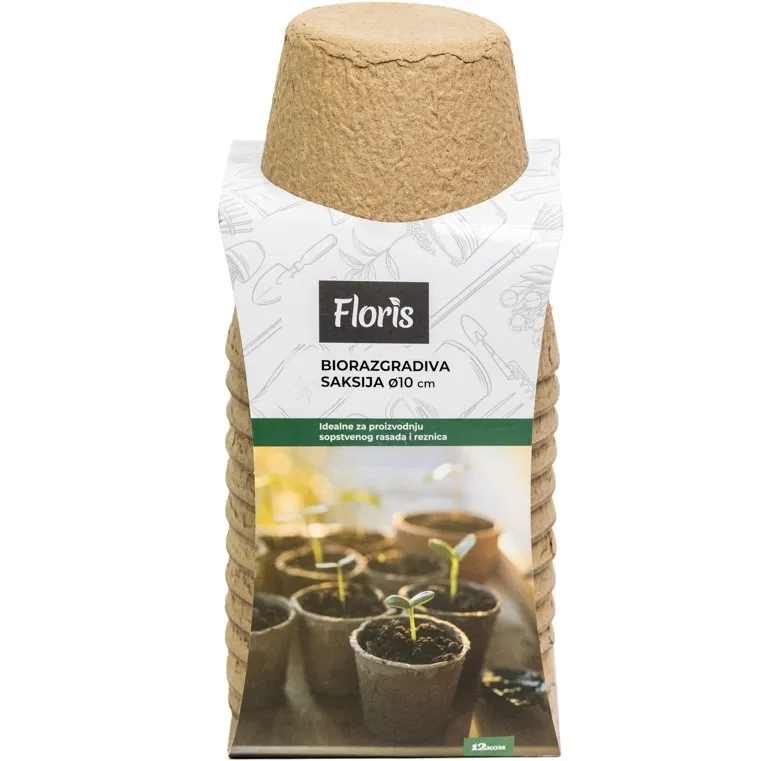Saksije papirne - biorazgradive 10cm - 12kom. FLORIS