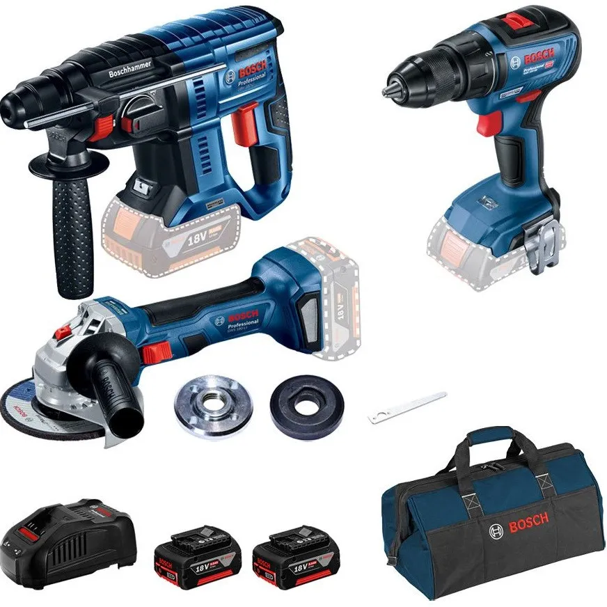 Set akumulatorskog alata GBH 180-Li + GSR 18V-50 + GWS 180 Li + 2x GBA 18V 5.0 Ah + torba za alat BOSCH