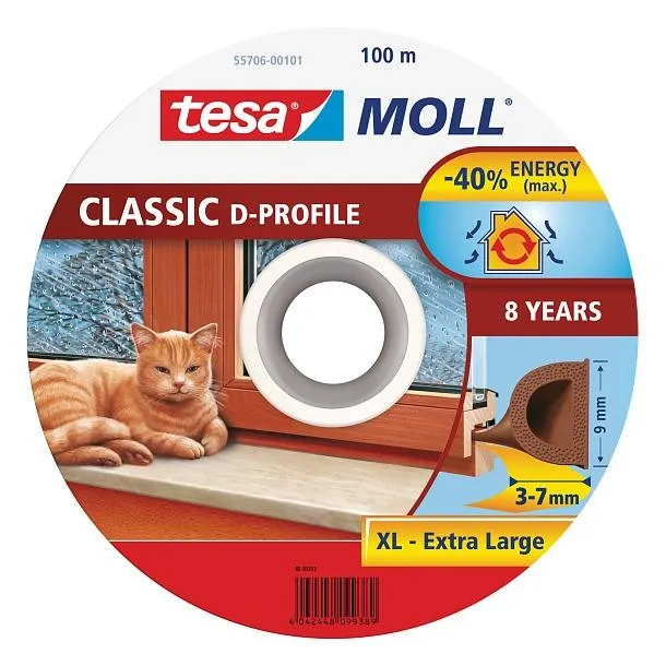 Termoband dihtung guma bela - D profil 100m TESA