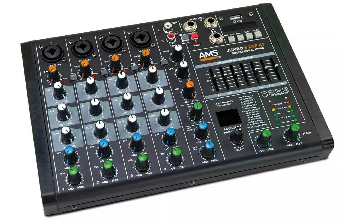 AMS JUMBO 6 DSP BT 4-kanalni mikser sa USB/BT + ...