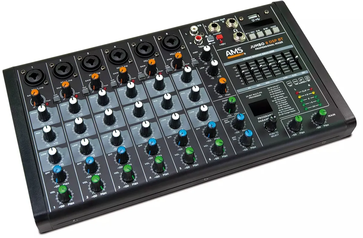 AMS JUMBO 8 DSP BT 8-kanalni mikser sa USB/BT + ...
