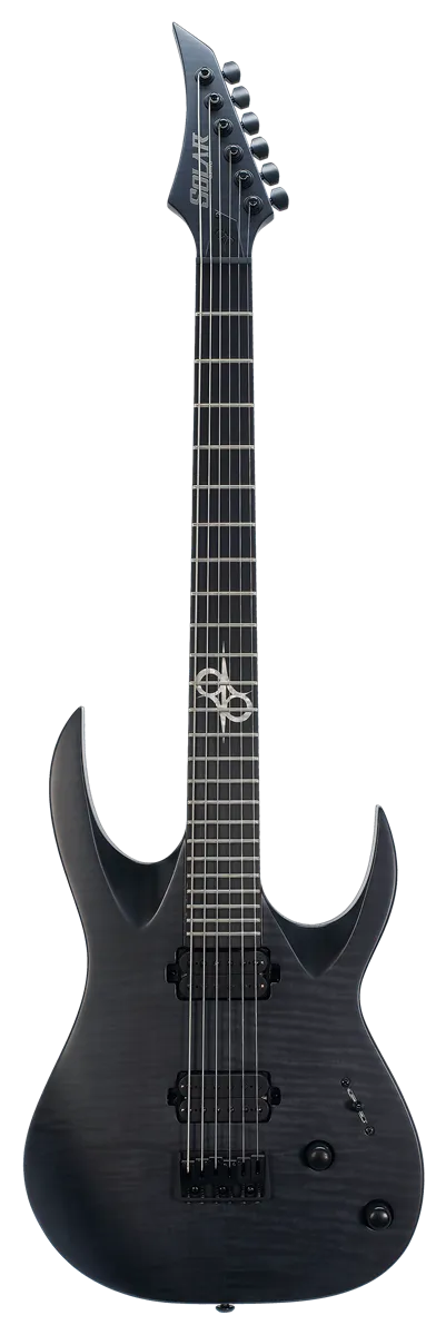 Solar Guitars A2.6FB Baritone Flame Black Mate