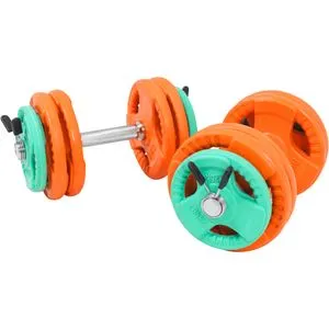 2 Kratke šipke sa sigurnosnim oprugama + Gumirani tegovi (ukupno 30 kg)