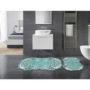 21014915Tr Turquoise Bathmat Set (2 Pieces)