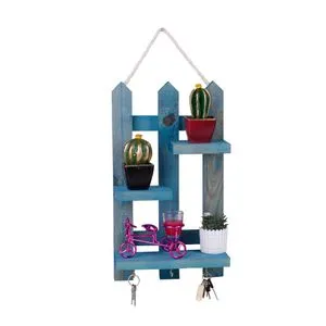 213-M Blue Wooden Key Holder