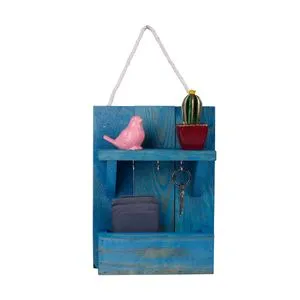214-M Blue Wooden Key Holder