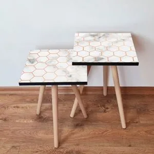 2Shp1 - Bela Zlatna Nesting Sto (2 Komada)