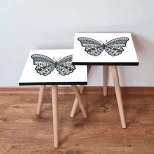 2Shp12 - Black Black
White Nesting Table (2 Pieces)