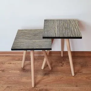 2Shp126 - Sivi i Žuti Nesting Sto (2 Komada)