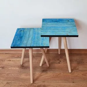 2Shp129 - Blue Blue Nesting Table (2 Pieces)
