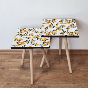 2Shp158 - Bela i Narandžasta i Zelena Nesting Sto (2 Komada)