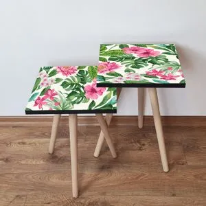 2Shp192 - Roze, Zelena i Bela Nesting Sto (2 Komada)