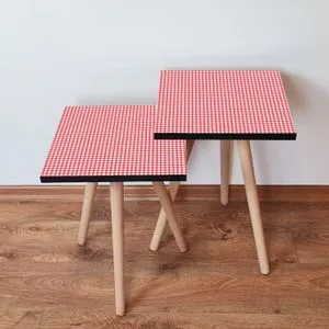 2Shp241 - Crveni i beli stočić za kafu (2 komada)