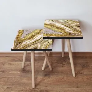 2Shp284 - Gold Gold
Brown
White
Beige Nesting Table (2 Pieces)