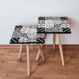 2Shp384 - Black Black
White
Gold Nesting Table (2 Pieces)