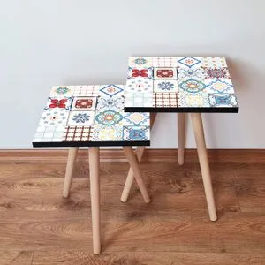 2Shp398 - Multicolor Multicolor Nesting Table (2 Pieces)