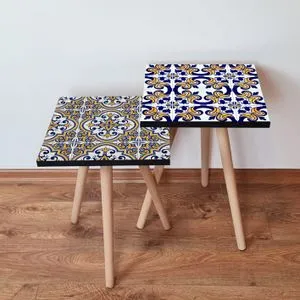 2Shp407 - Navy Blue Navy Blue
Yellow
White Nesting Table (2 Pieces)