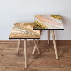 2Shp423 - Salmon Salmon
Gold
White
Pink Nesting Table (2 Pieces)