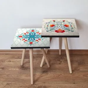 2Shp432 - Multicolor Multicolor Nesting Table (2 Pieces)