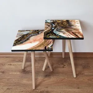 2Shp438 - Multicolor Multicolor Nesting Table (2 Pieces)