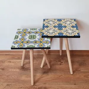 2Shp464 - Navy Blue Navy Blue
Yellow
Green
White Nesting Table (2 Pieces)