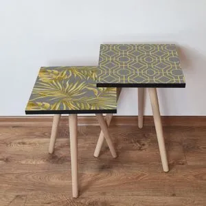 2Shp475 - Sivi Zlatni Nesting Sto (2 Komada)