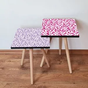 2Shp477 - Multicolor Pink
Purple
White Nesting Table (2 Pieces)