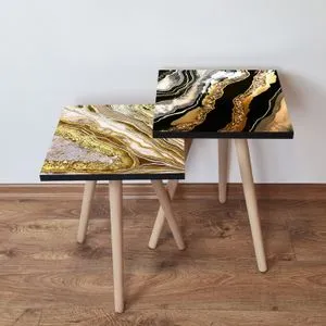 2Shp485 - Multicolor Gold
White Nesting Table (2 Pieces)