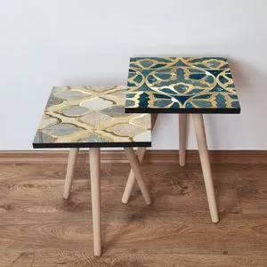 2Shp491 - Navy Blue Navy Blue
Grey
Gold
Beige Nesting Table (2 Pieces)