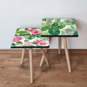 2Shp494 - Roze, Zelena i Bela Nesting Sto (2 Komada)