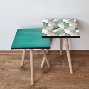 2Shp497 - Plavi i Bež Nesting Sto (2 komada)