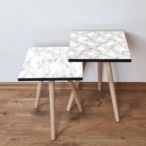 2Shp506 - Crni i Sivi Nesting Sto (2 Komada)