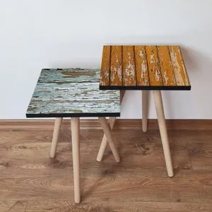 2Shp516 - Zeleni i Bež Nesting Sto (2 Komada)