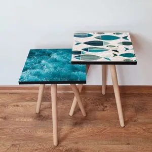 2Shp522 - Blue Blue
White
Green Nesting Table (2 Pieces)