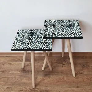 2Shp54 - Zeleni Bež Nesting Sto (2 Komada)