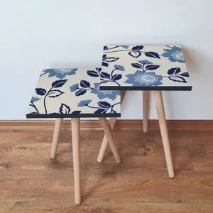 2Shp62 - Plavi i Bež Nesting Sto (2 Komada)