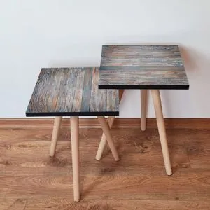 2Shp69 - Plavi i Sivi Nesting Sto (2 Komada)