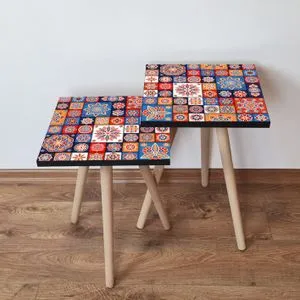 2Shp7 - Multicolor Multicolor Nesting Table (2 Pieces)