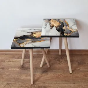 2Shp83 - Bela i Zlatna Nesting Sto (2 komada)